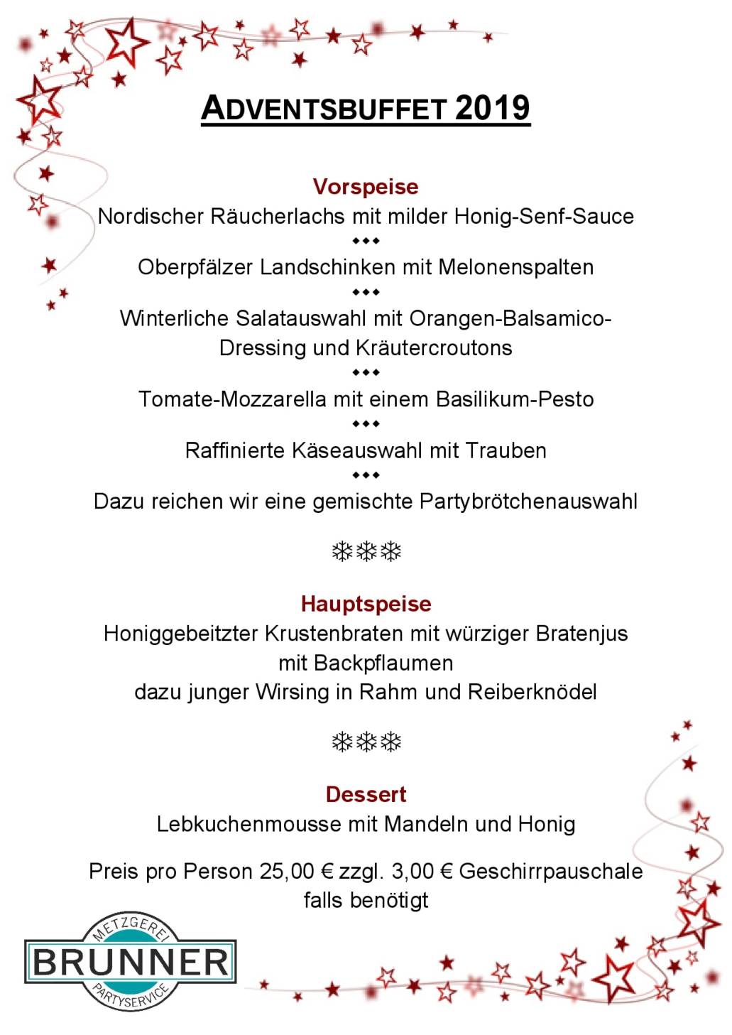 Metzgerei Brunner Partyservice in Lappersdorf Kareth - Weihnachten